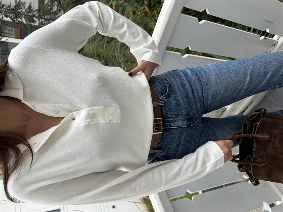 Kemik Önü 4 Düğme Polo Yaka Kazak