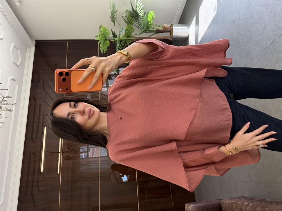 Kiremit Pelerin Viskon Bluz