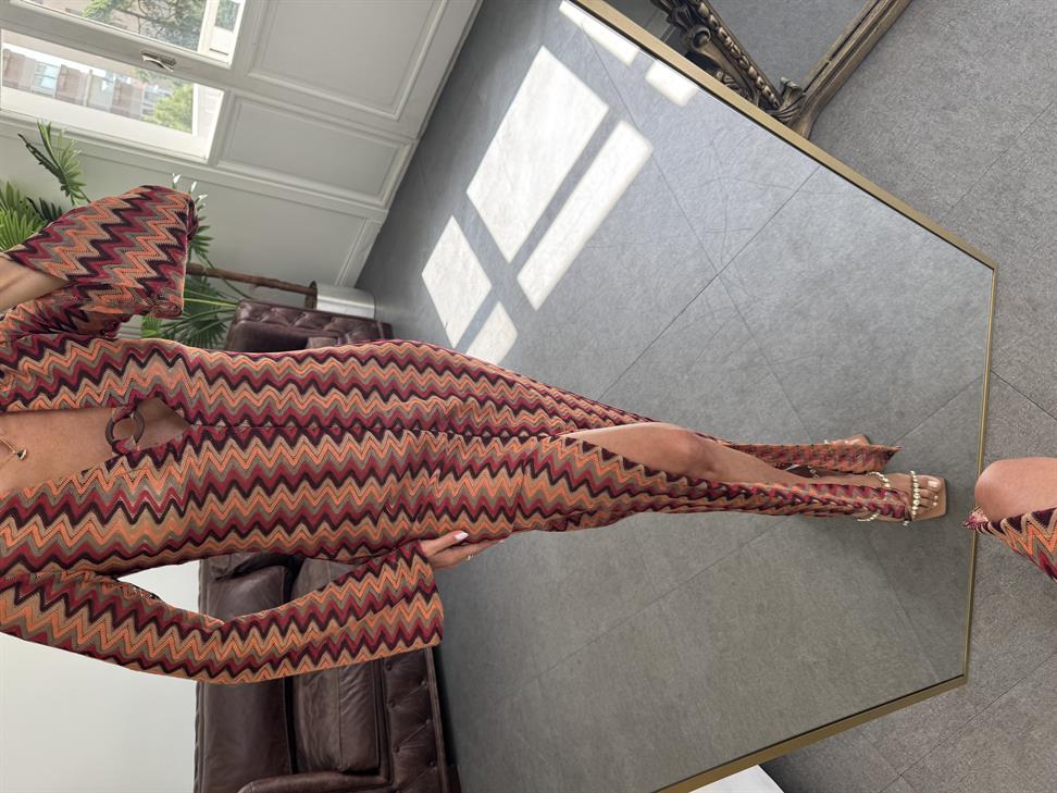 Kırmızı Renkli File Elbise