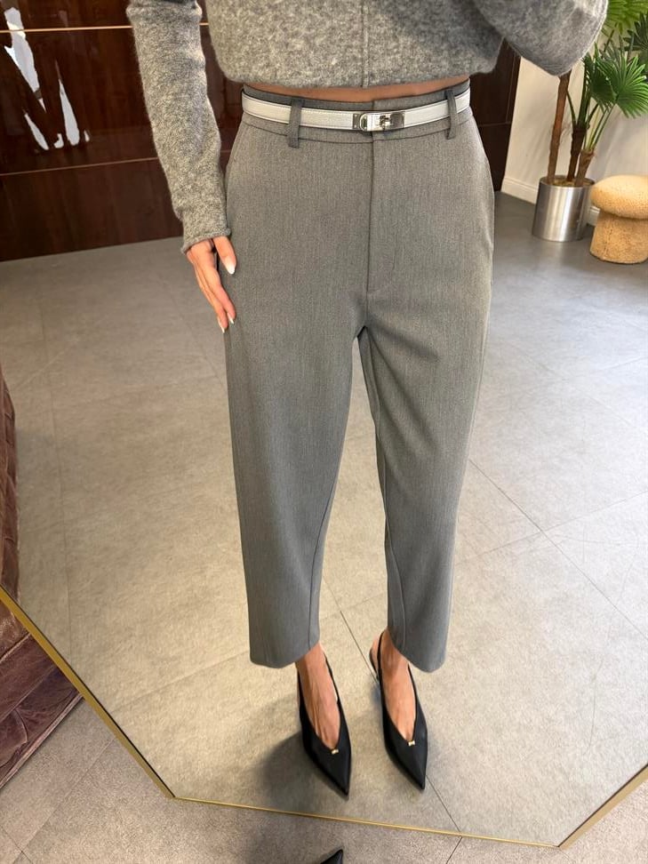 Koyu Gri Klasik Düz Kesim Pantolon