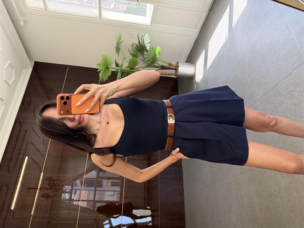 Koyu Lacivert Askılı Bodysuit