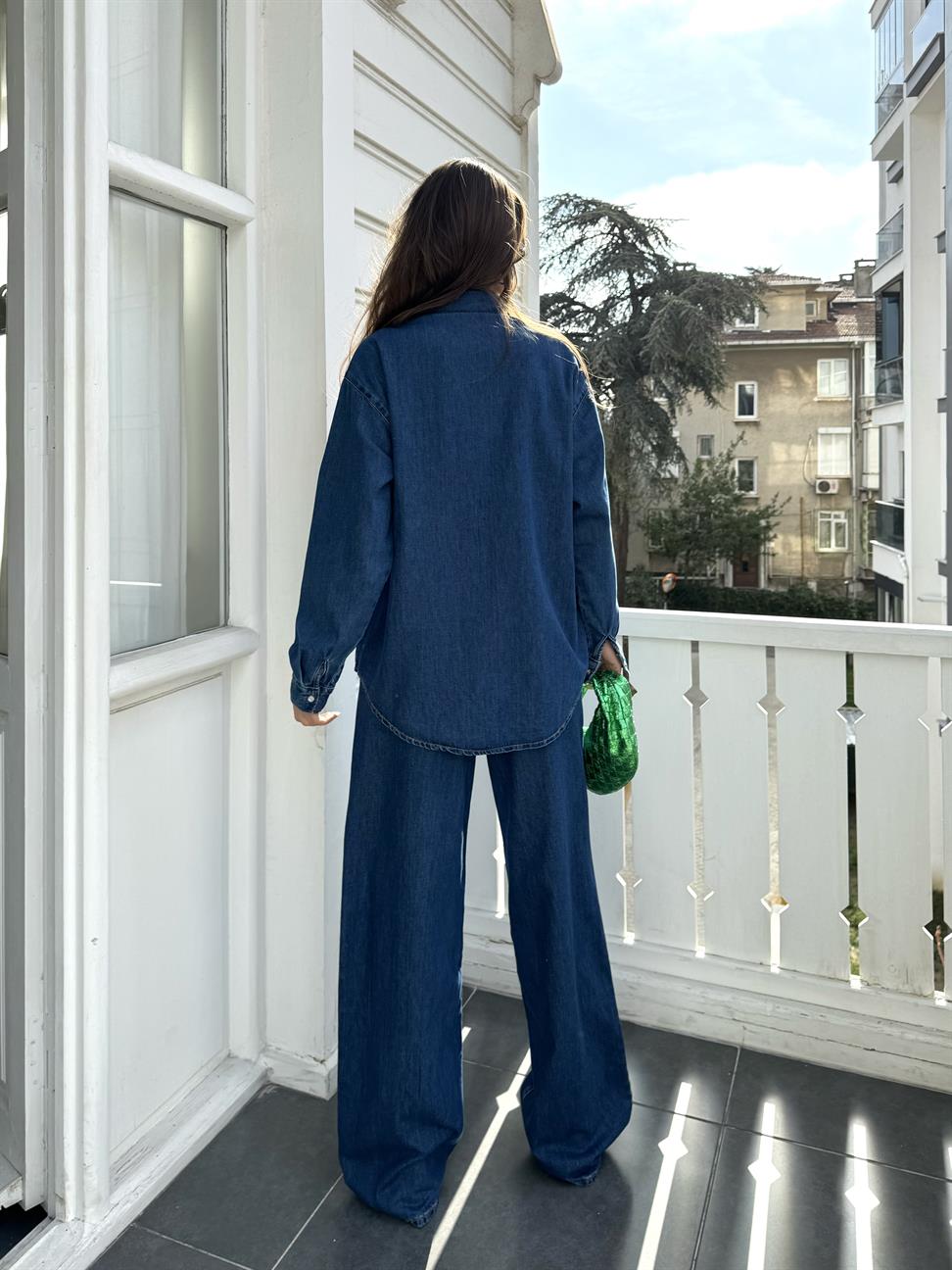 Koyu Mavi Pilili Kot Pantolon