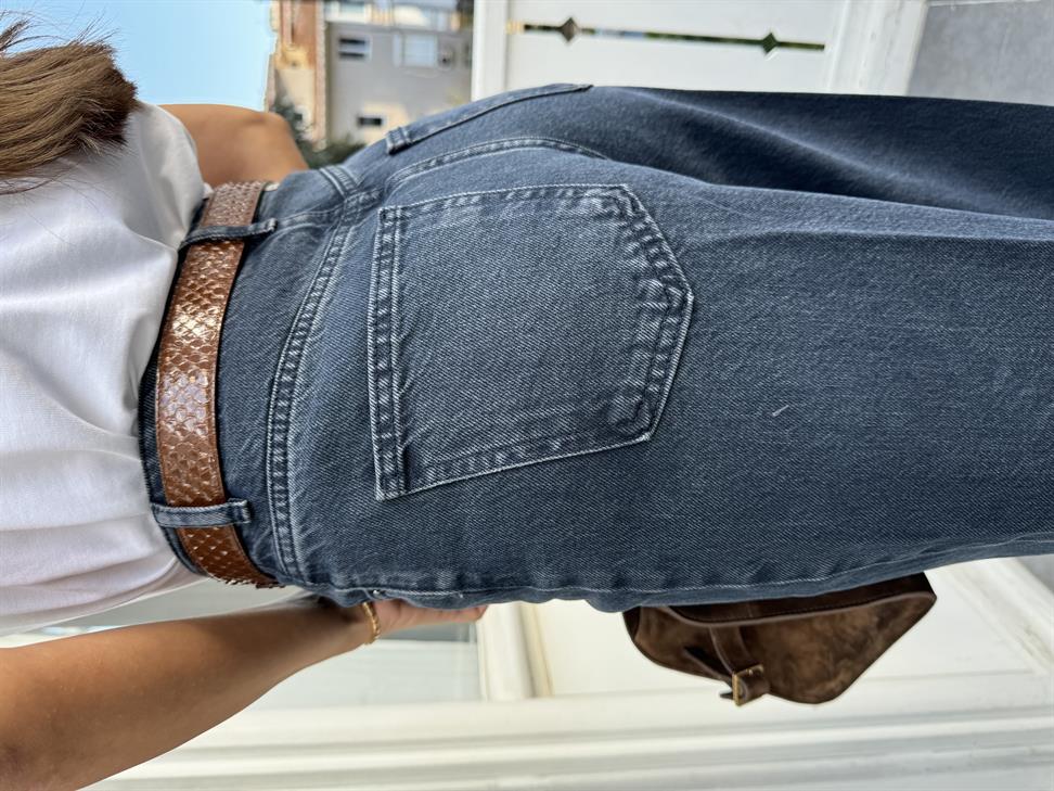 Koyu Mavi Wide Leg Jean Pantolon