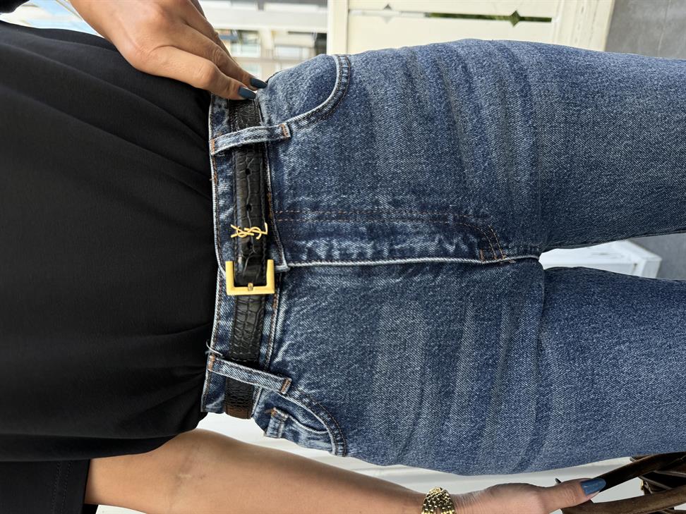 Koyu Mavi Yıkamalı Düz Kesim Jean Pantolon