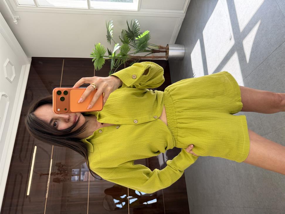 Koyu Sarı Müslin Wood Takım