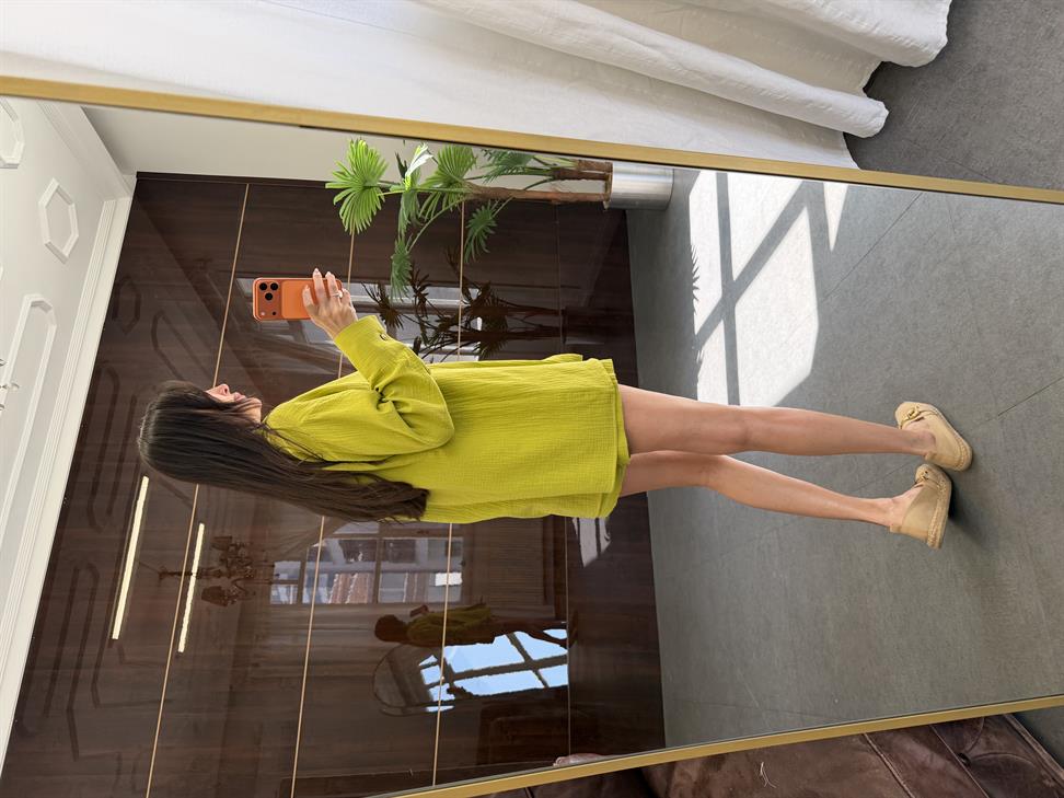 Koyu Sarı Müslin Wood Takım