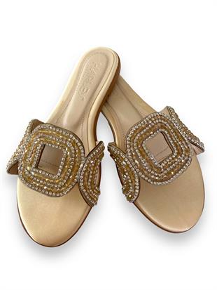 Krem Clara Taşlı Terlik