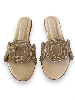 Krem Clara Taşlı Terlik