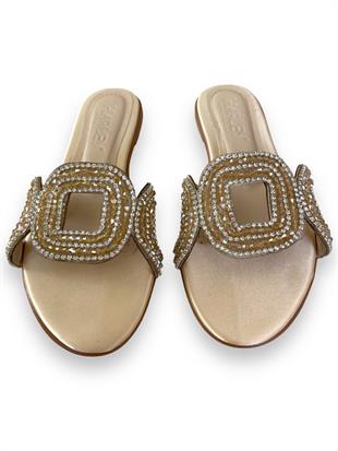 Krem Clara Taşlı Terlik