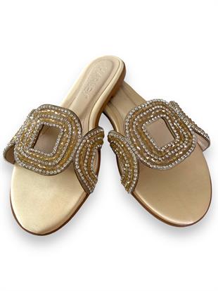 Krem Clara Taşlı Terlik