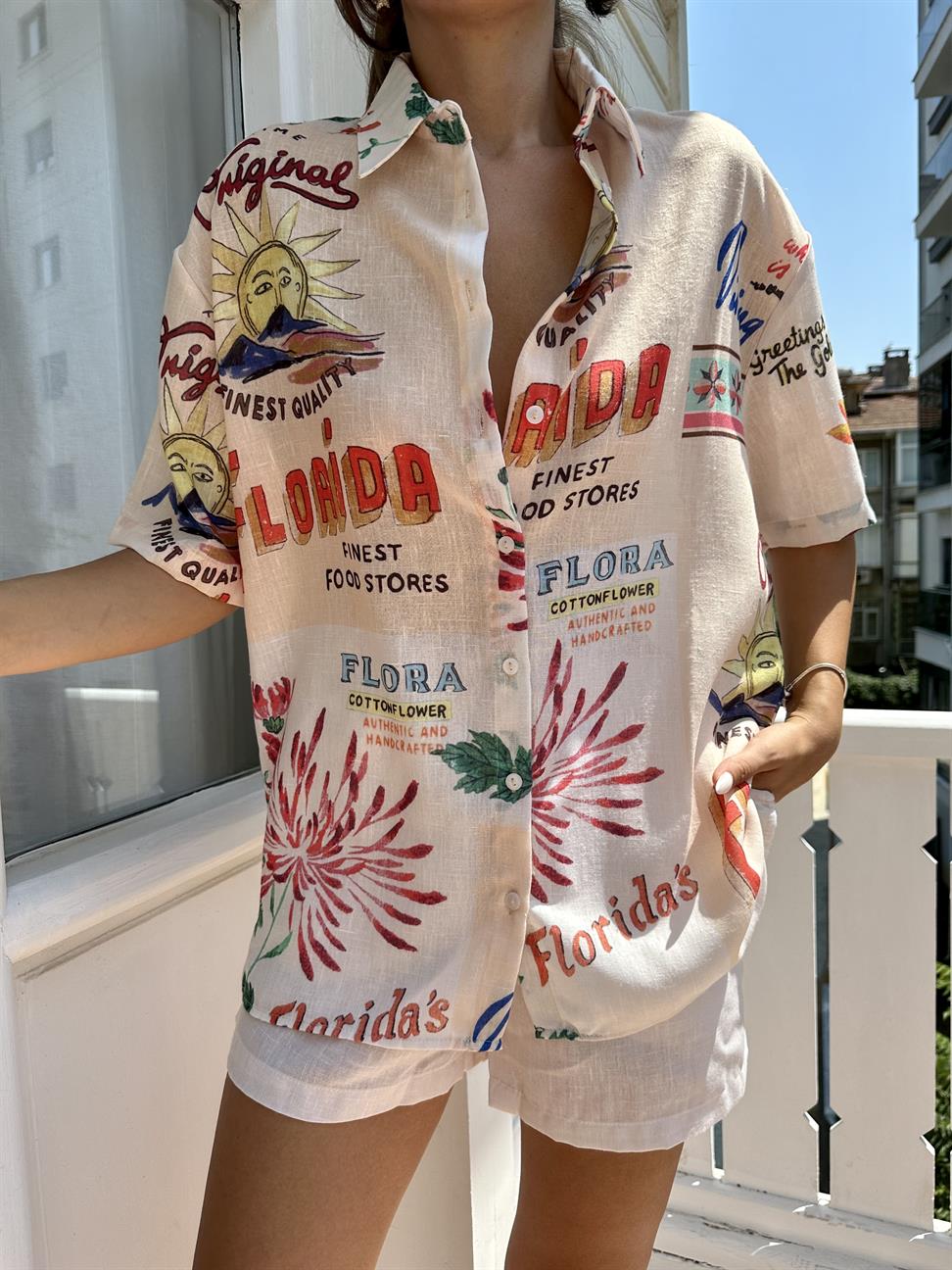 Krem Florida Gömlek