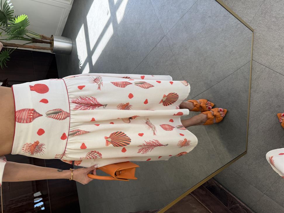 Krem Gipeli Etek Bluz İkili Takım