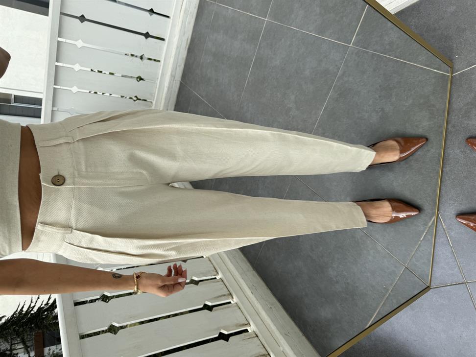 Krem Keten Dokulu Büstiyer Takım