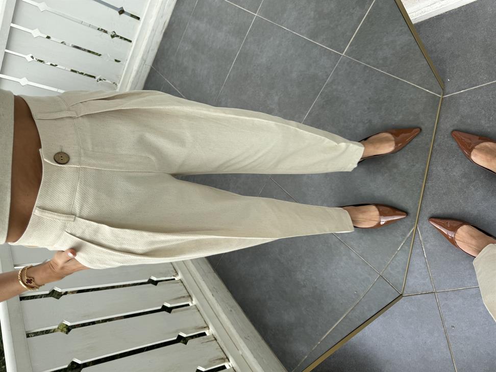 Krem Keten Dokulu Büstiyer Takım