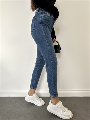 Lacivert A.9087 Mom Jean Pantolon