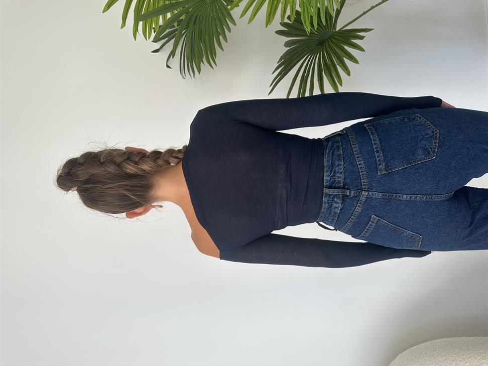 Lacivert Asimetrik Top Bluz