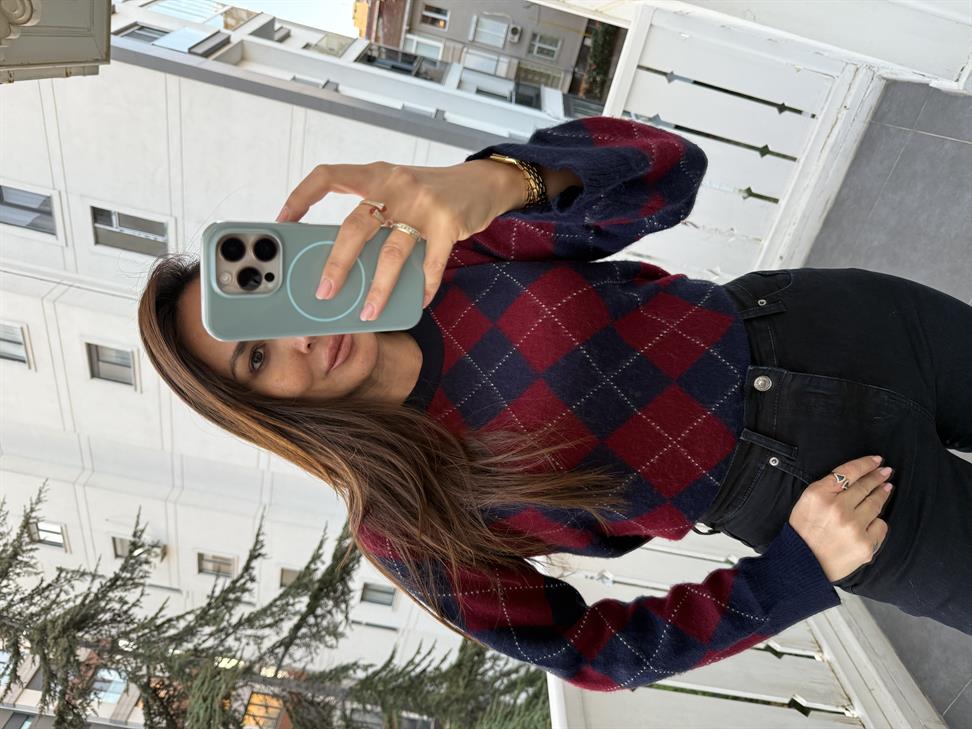 Lacivert Baklava Desen Kazak