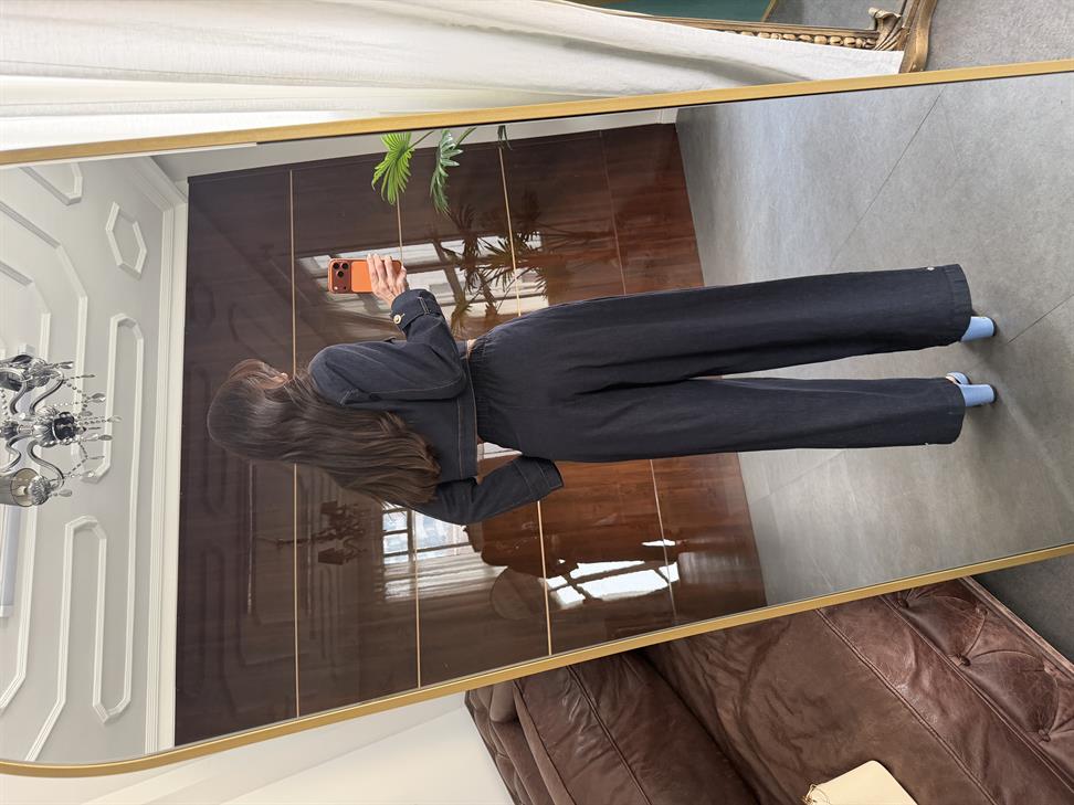 Lacivert Bol Kesim Denim Pantolon