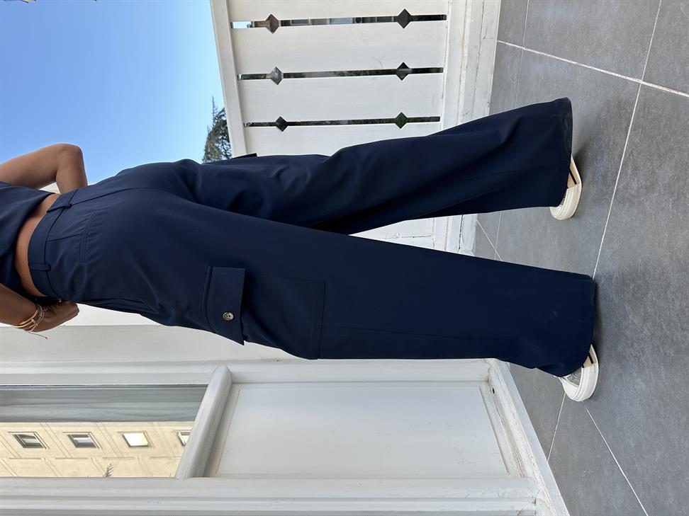 Lacivert Bol Kesim Kargo Pantolon