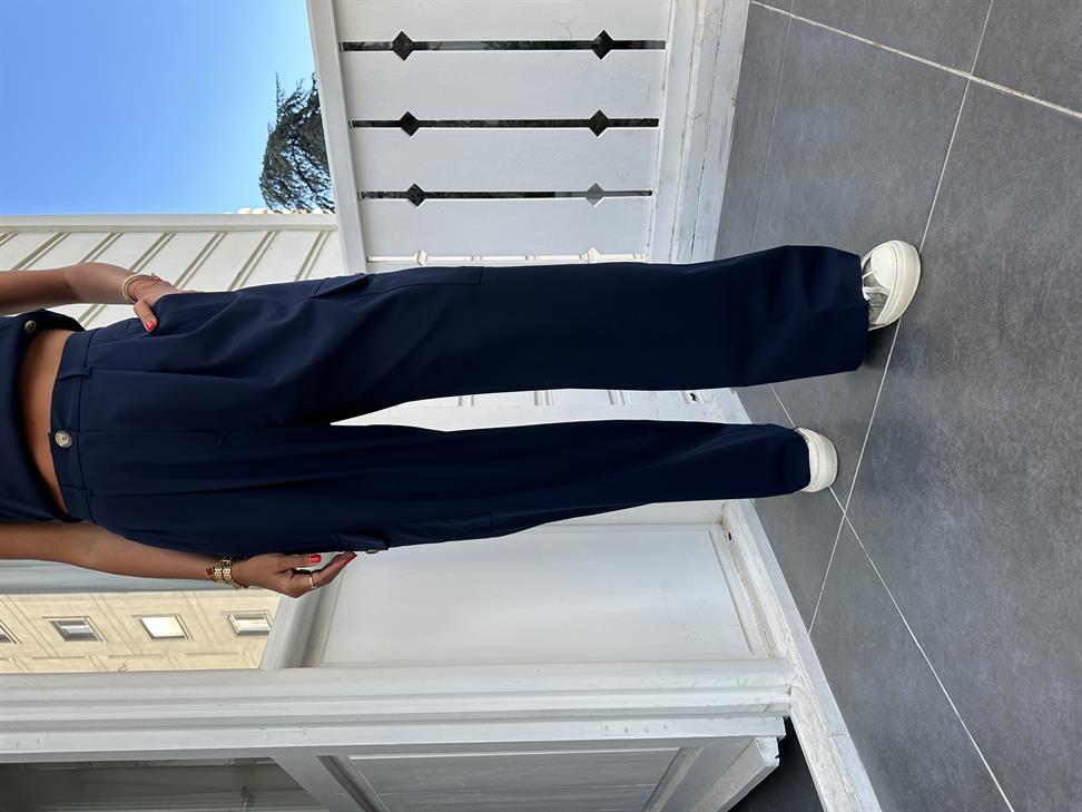 Lacivert Bol Kesim Kargo Pantolon