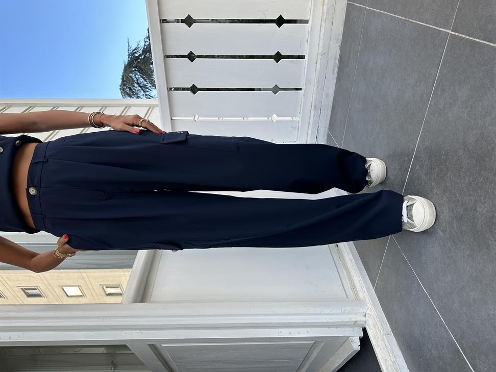 Lacivert Bol Kesim Kargo Pantolon