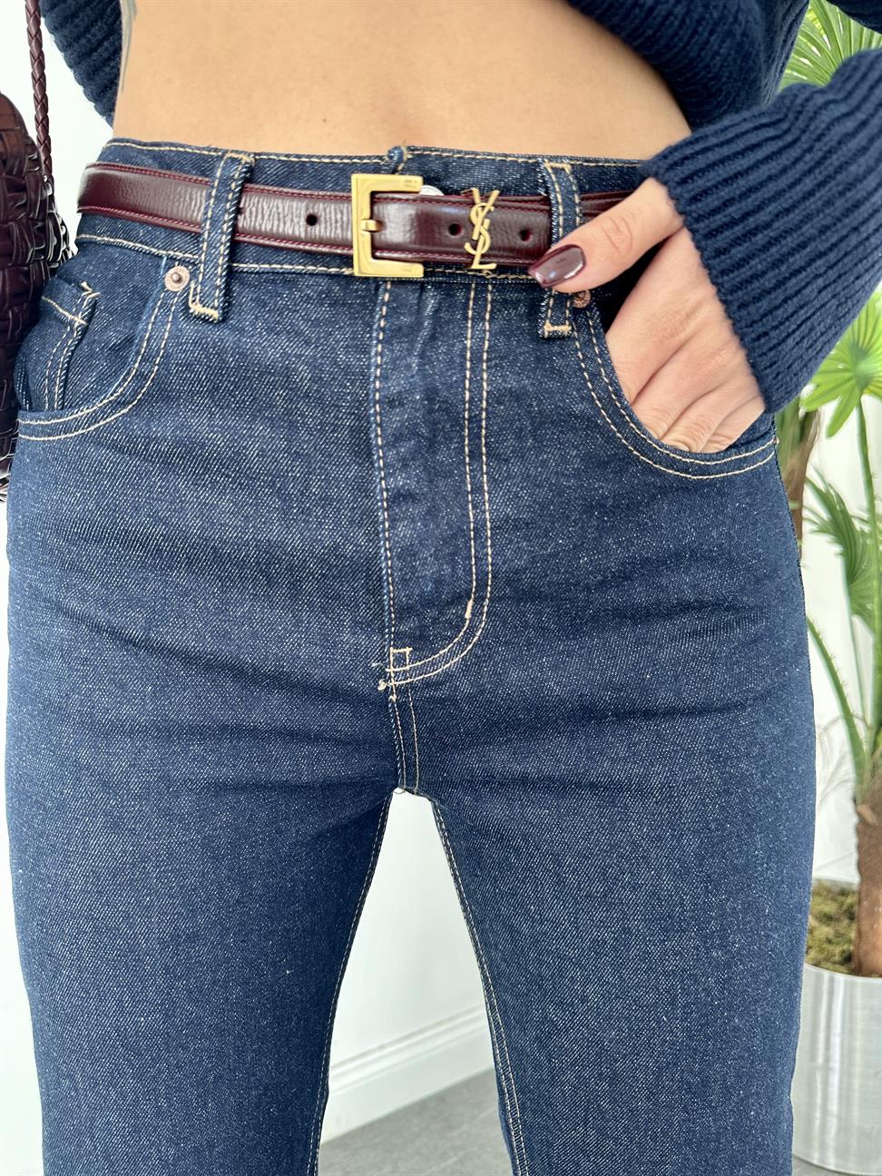 Lacivert Boru Paça Jean Pantolon