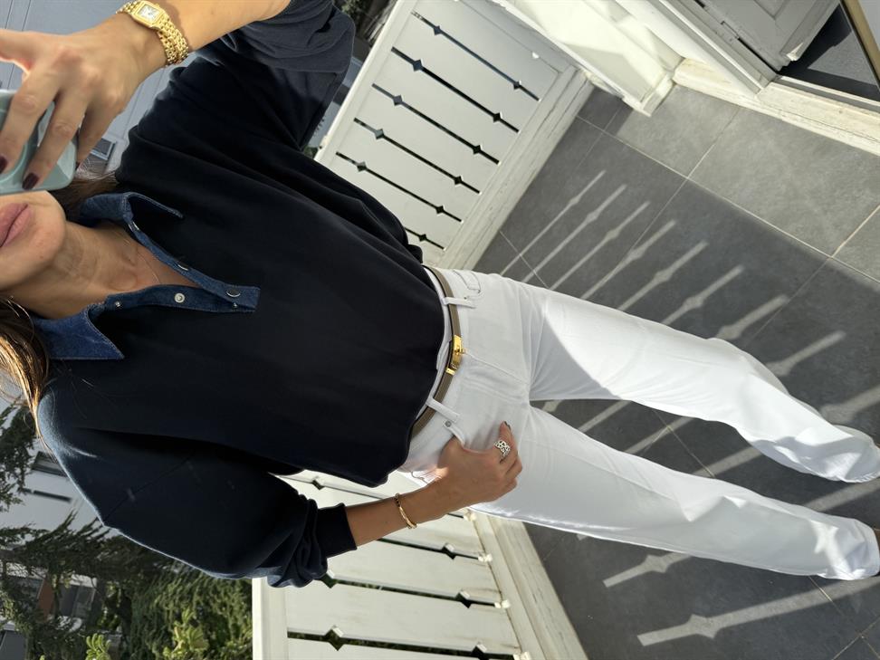 Lacivert Denim Polo Yaka Sweatshirt