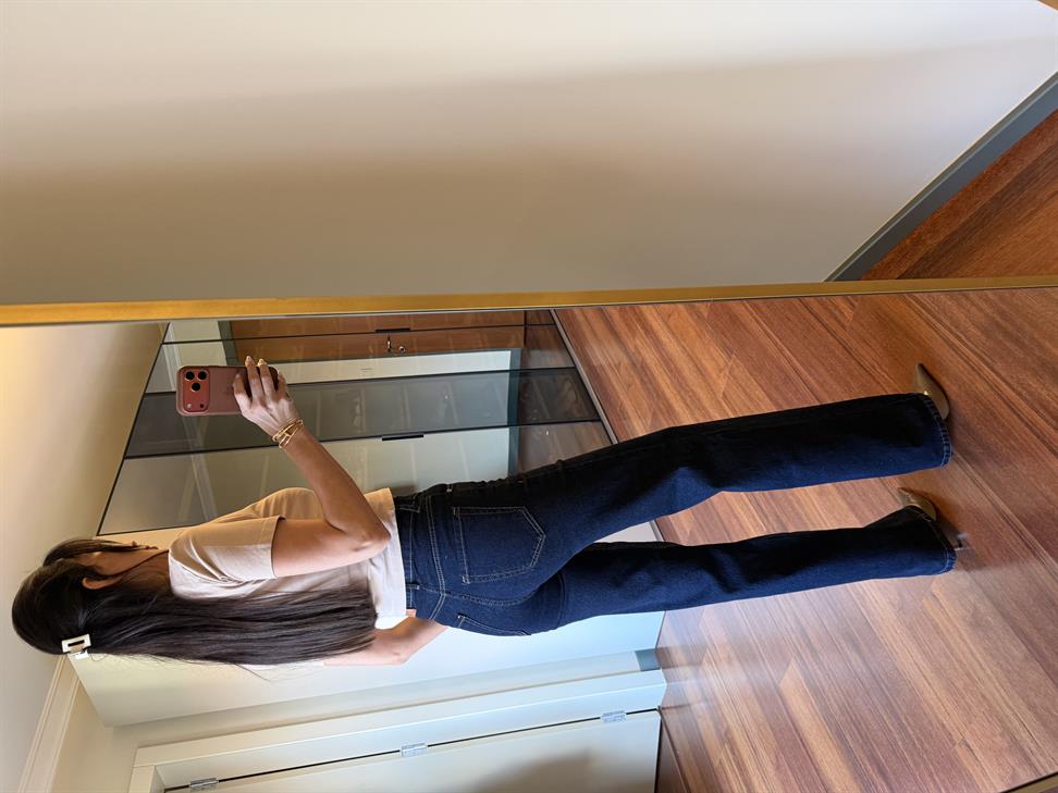 Lacivert Düğme Detaylı Jean Pantolon