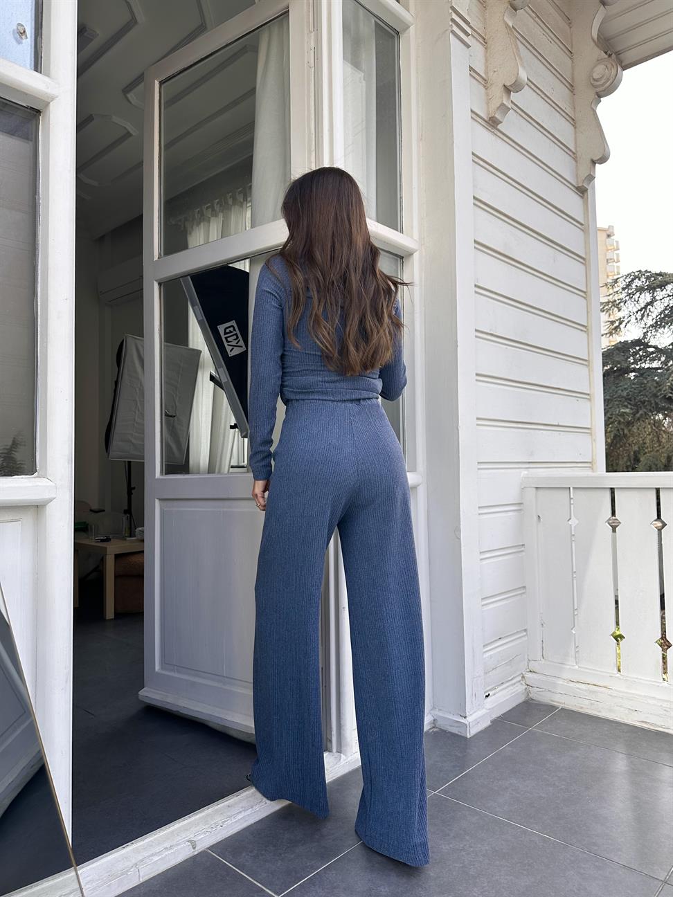 Lacivert Düşük Kol Kırınkıl Takım