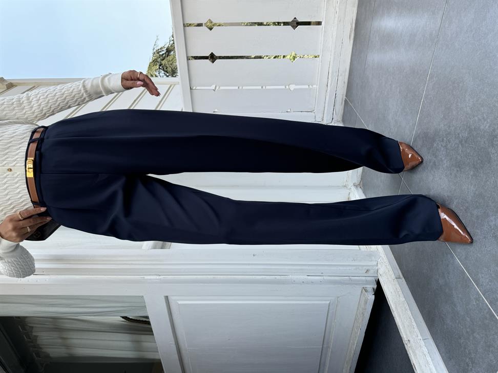 Lacivert Düz Paça Kumaş Pantolon