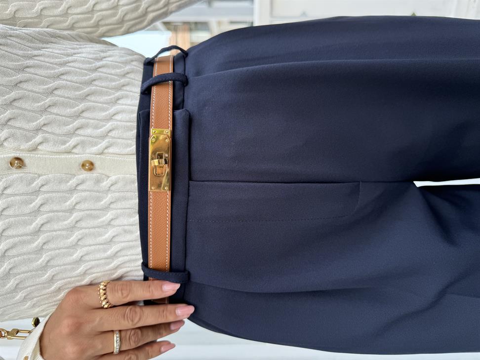 Lacivert Düz Paça Kumaş Pantolon