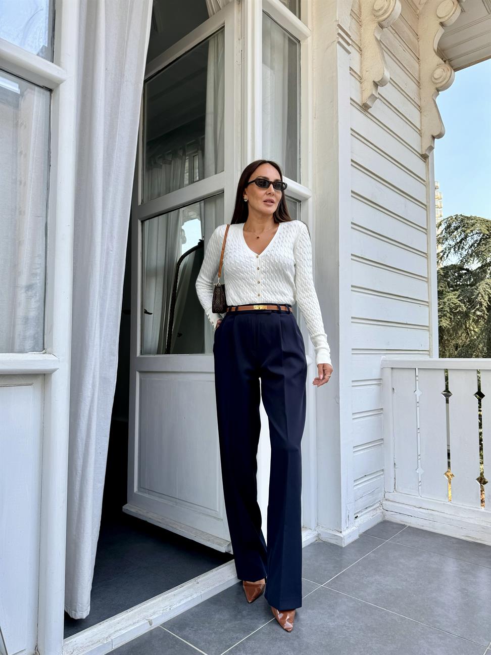 Lacivert Düz Paça Kumaş Pantolon