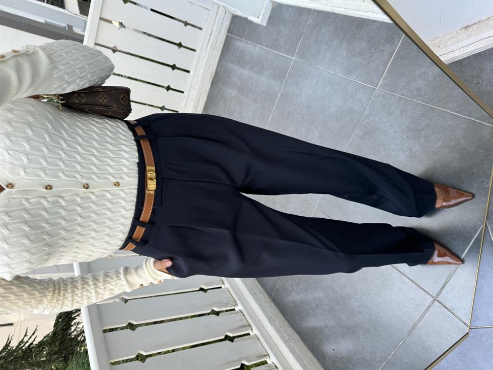 Lacivert Düz Paça Kumaş Pantolon