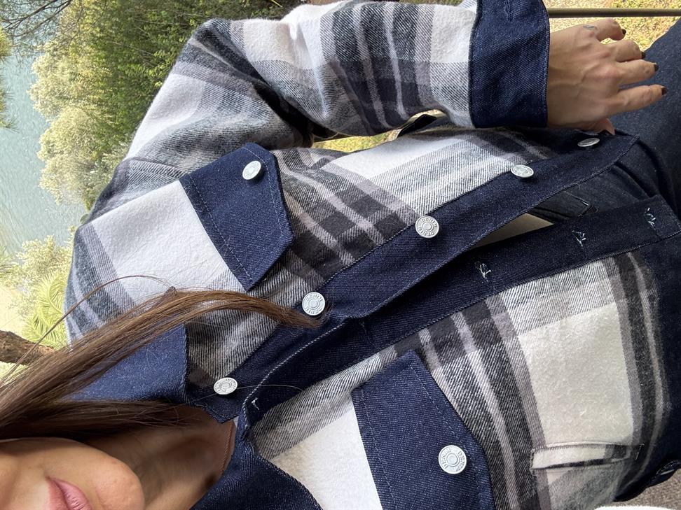 Lacivert Garneli Ekose Kot Ceket