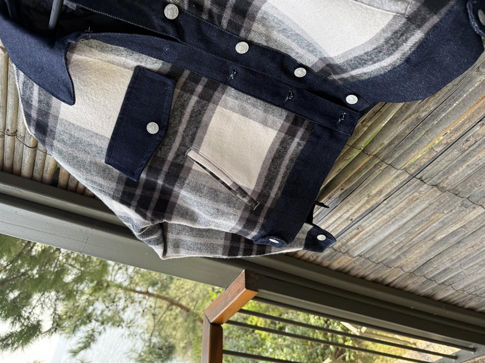 Lacivert Garneli Ekose Kot Ceket