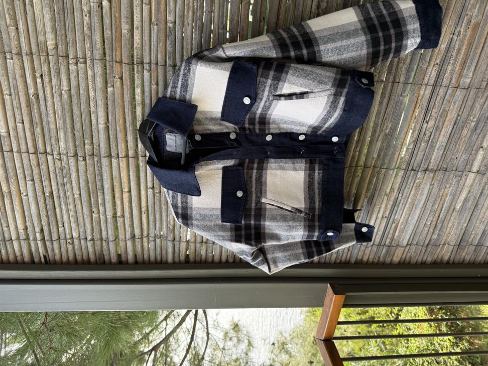 Lacivert Garneli Ekose Kot Ceket