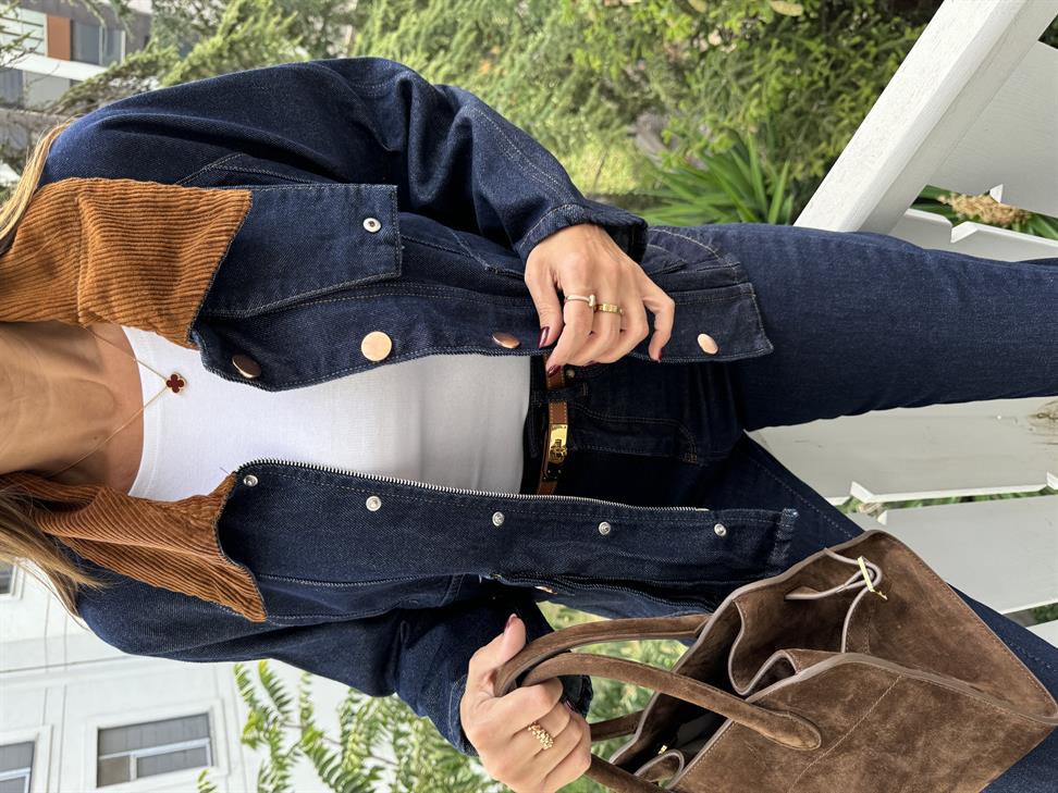 Lacivert Geniş Kalıp Kot Ceket