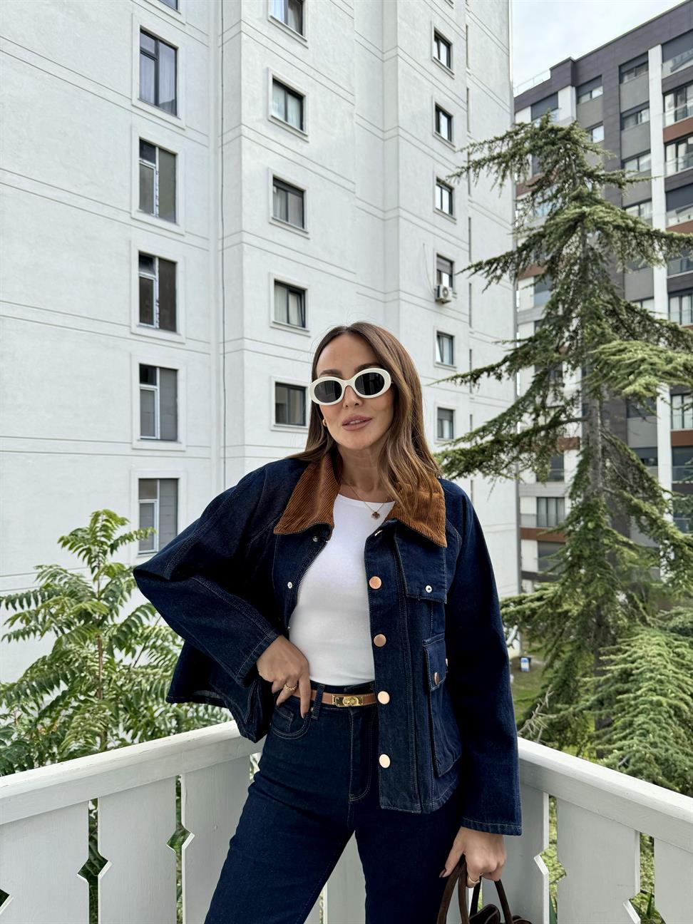 Lacivert Geniş Kalıp Kot Ceket