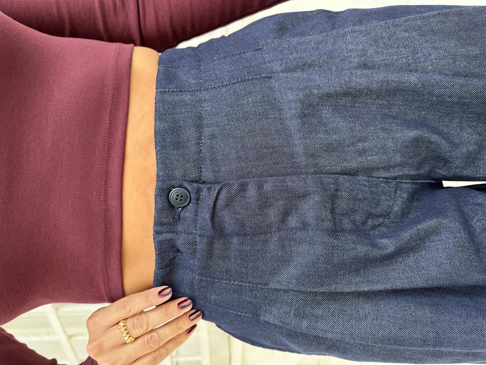 Lacivert Geniş Kesim Jean