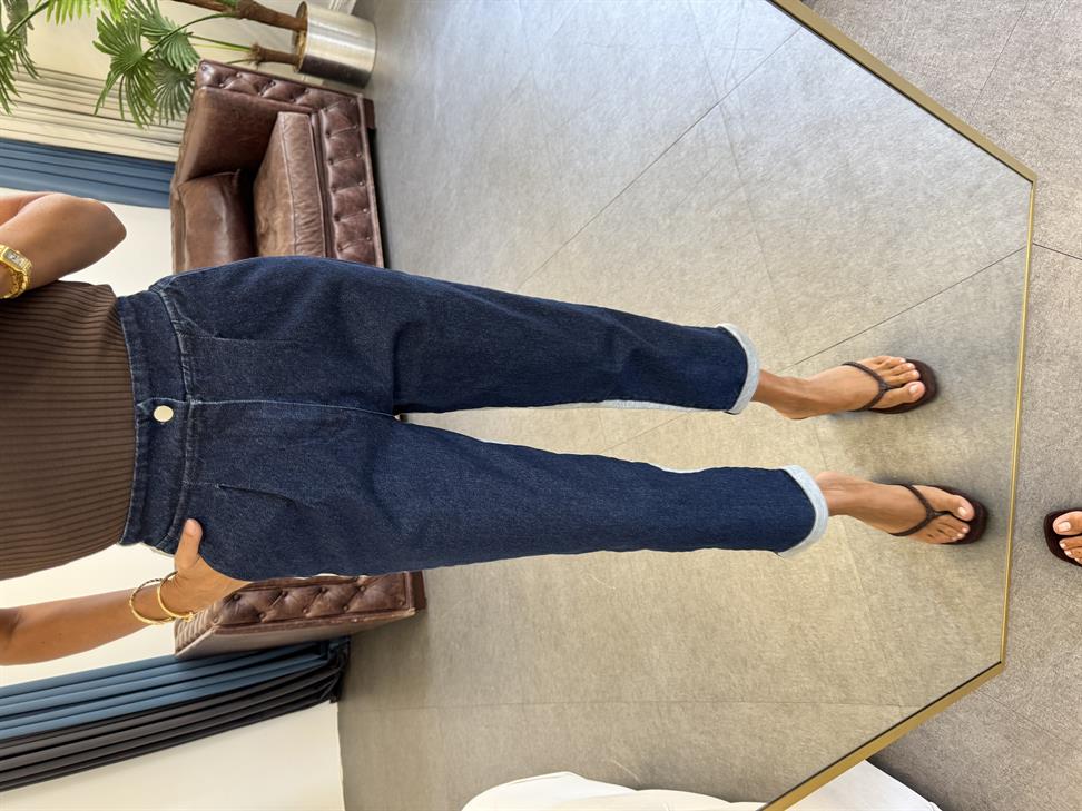 Lacivert-Gri Garnili Jean Pantolon