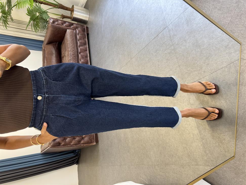 Lacivert-Gri Garnili Jean Pantolon