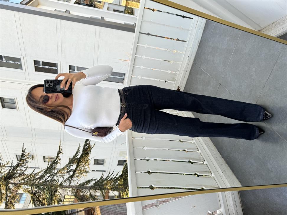 Lacivert İspanyol Paça Jean Pantolon