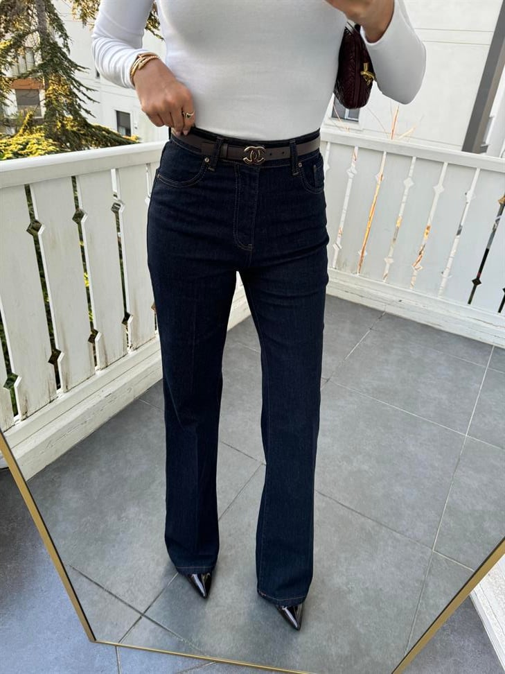 Lacivert İspanyol Paça Jean Pantolon