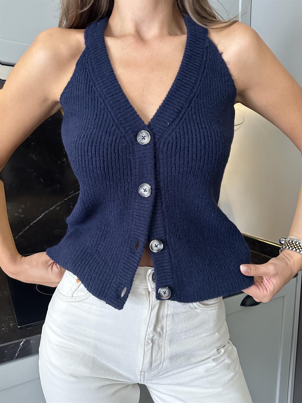 Lacivert İtalyan Reglan Yelek