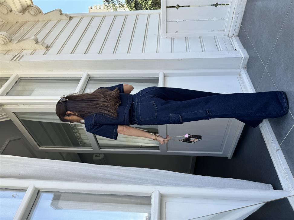 Lacivert Jean Kargo Pantolon Takım