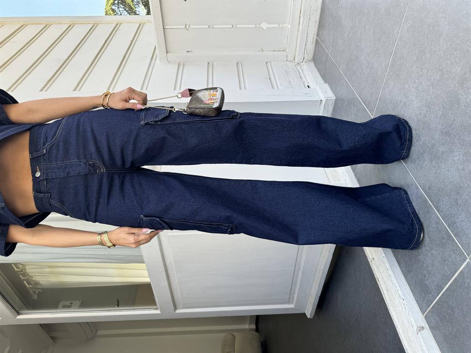 Lacivert Jean Kargo Pantolon Takım