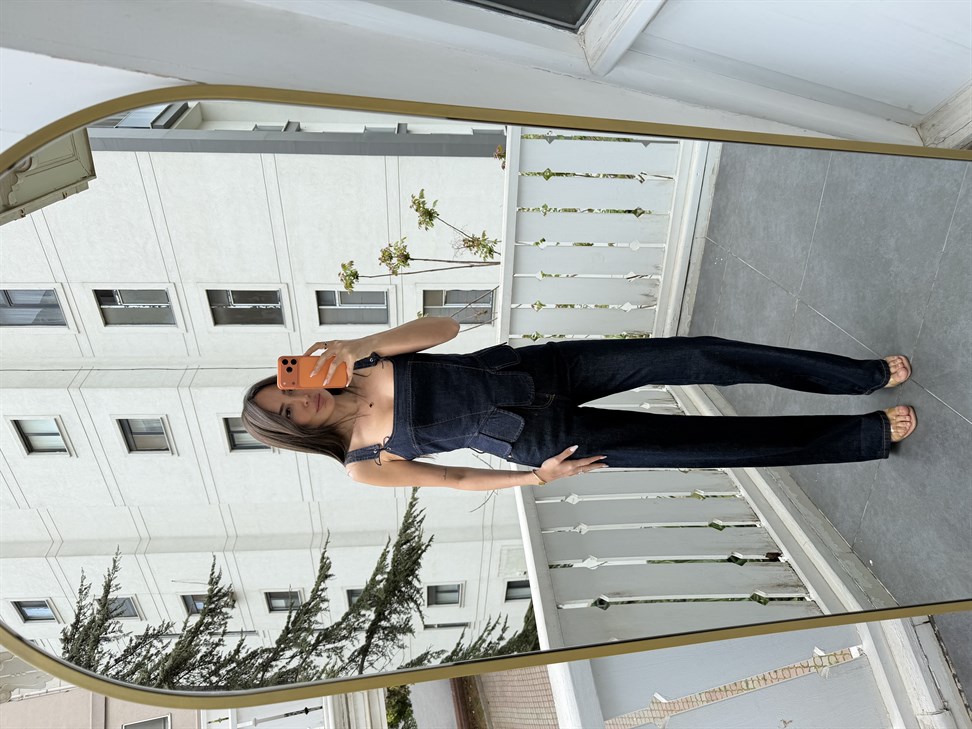 Lacivert Jean Korse Bluz