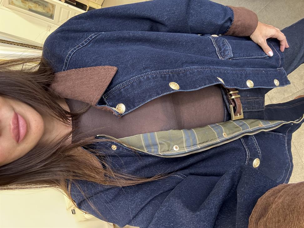 Lacivert Kadife Yaka Ceket Denim