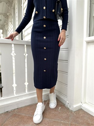 Lacivert Kalın Fitilli Etekli  Takım