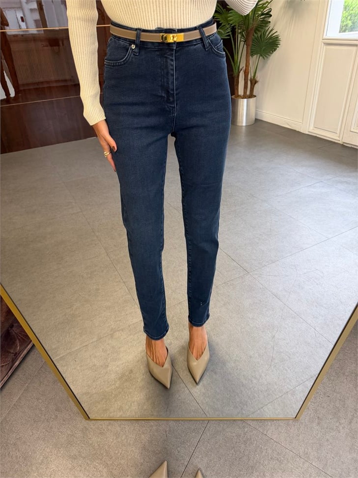 Lacivert Mom Jean Pantolon